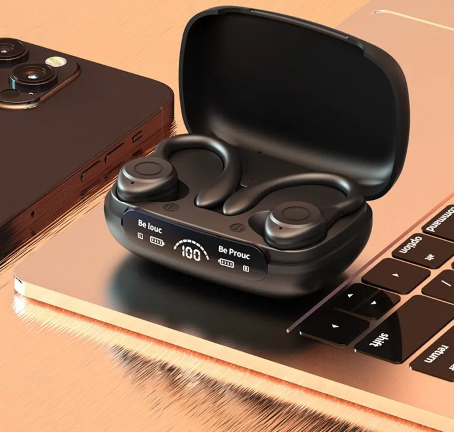 Écouteur bluetooth sans fil sport tactile stable rapide Android iOS - 3