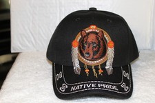 DREAMCATCHER BEAR FEATHERS NATIVE PRIDE INDIAN BASEBALL CAP  BLACK 