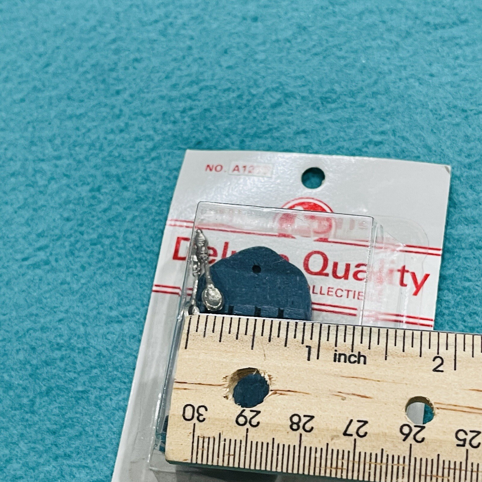 Vintage Deluxe Quality  Dollhouse Miniature Blue Spoon Rack & 2 Spoons NIP