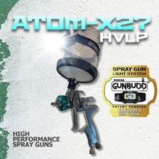 HVLP Atom X27 Automotive Paint Spray Gun WITH FREE GUNBUDD ULTRA LIGHTING SYSTEM