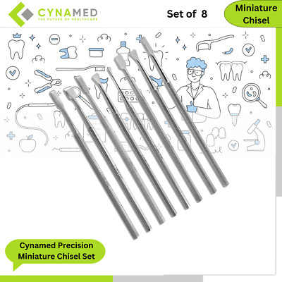 Cynamed Precision Miniature Chisel Set for Models & Crafts Stainless Steel 8 Pcs