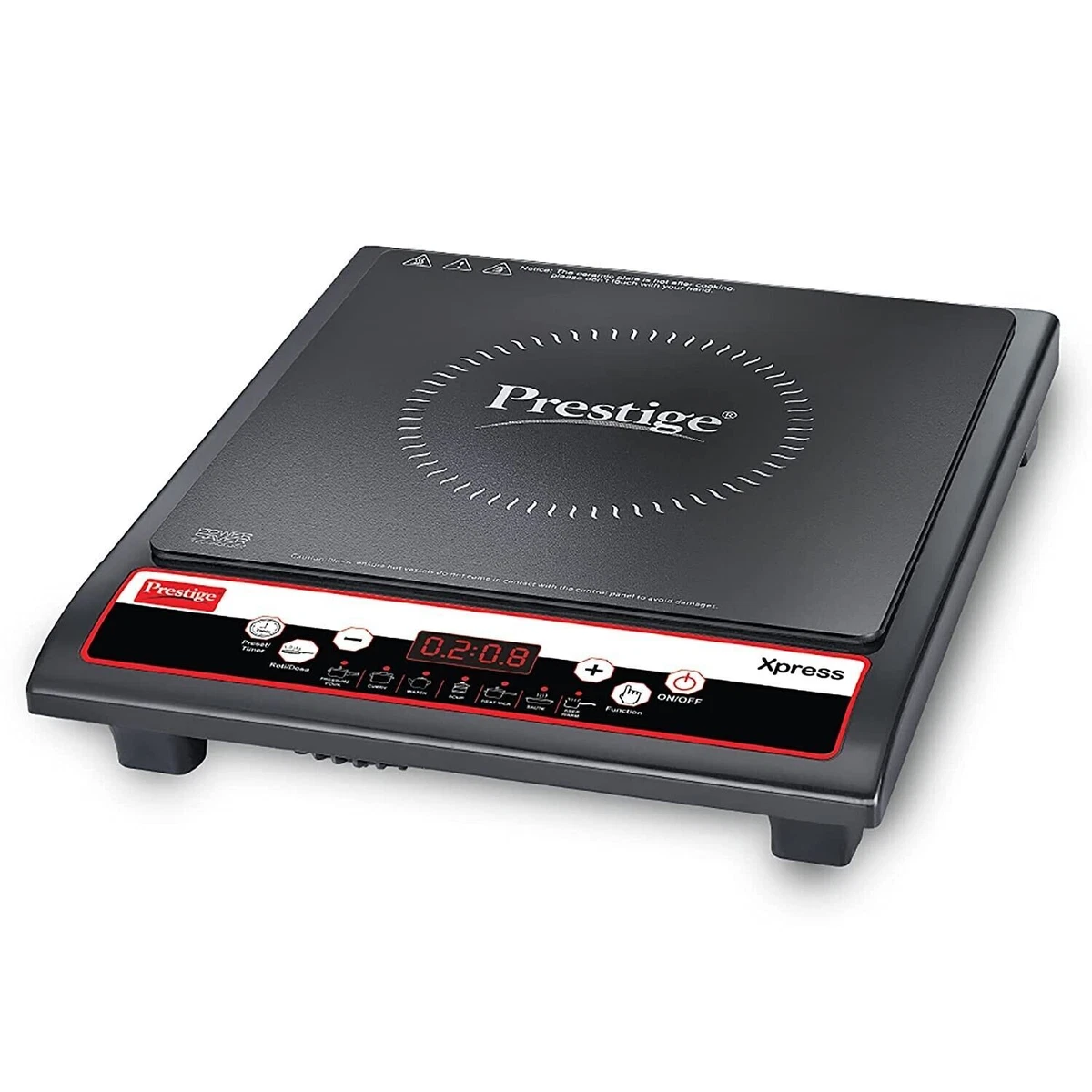 Prestige Xpress 1200W Induction Cooktop Ceramic Plates Black