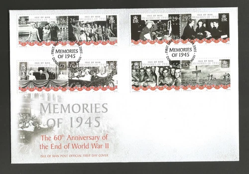 ISLE OF MAN 2005 END OF WORLD WAR II SET on UNADDRESSED FIRST DAY COVER