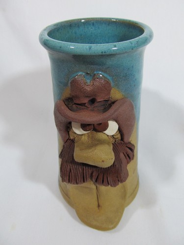 Collectible 'Western Cowboy' Ugly Mug Cup Tankard - Signed K - Teal Blue - Picture 8 of 10