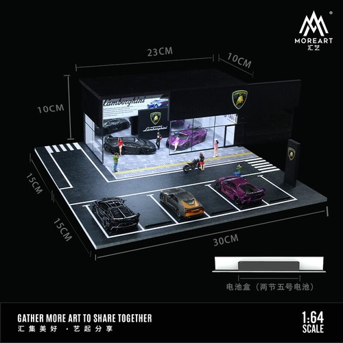 Diorama 1:64 Car Garage Model LED City Car Showroom Scene Display Building Model - Picture 50 of 102