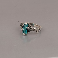 Leaves Hydro Blue Topaz Silver Brach Engagement Ring, 925 Silver Ring For Women