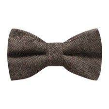 Luxury Herringbone Mocha Brown Bow Tie, Tweed
