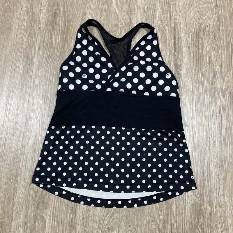 lululemon polka dot active-wear gym work-out 2 lulu tank-top
