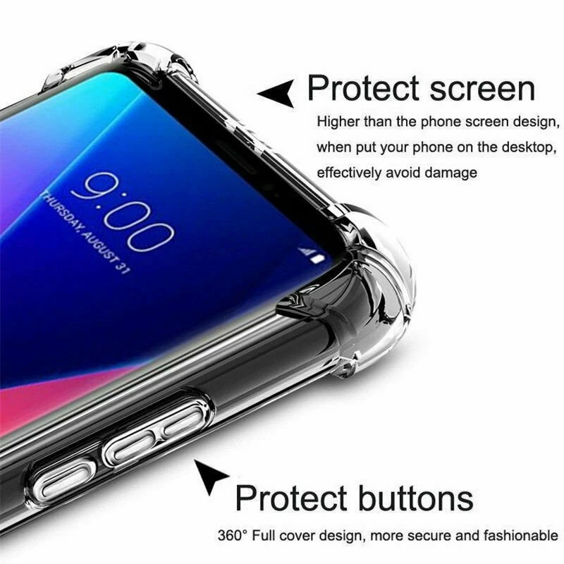 Funda transparente a prueba de golpes de silicona suave para teléfono LG Stylo 6 4 5 G8 V30 Foto 4 de 4