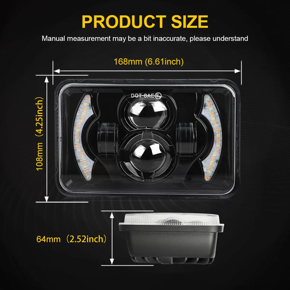 4PCS 4X6" LED Headlights DRL Hi/Lo Beam For Chevrolet R2500 Suburban 1989-1991 Foto 3 de 4