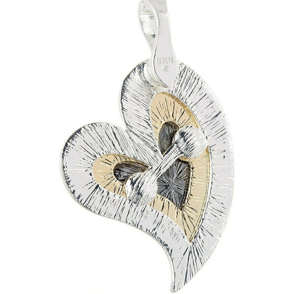 Roman Wearable Art Silver & Gold Tone Rhinestone Heart Pendant eBay