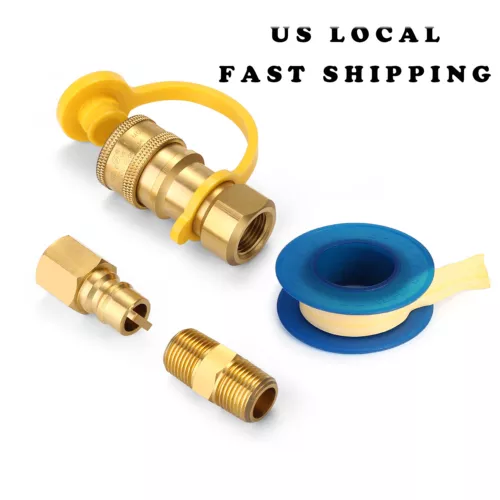 3/8" Natural Gas Quick Connect Fittings LP Gas Propane Hose Quick Disconnect Kit