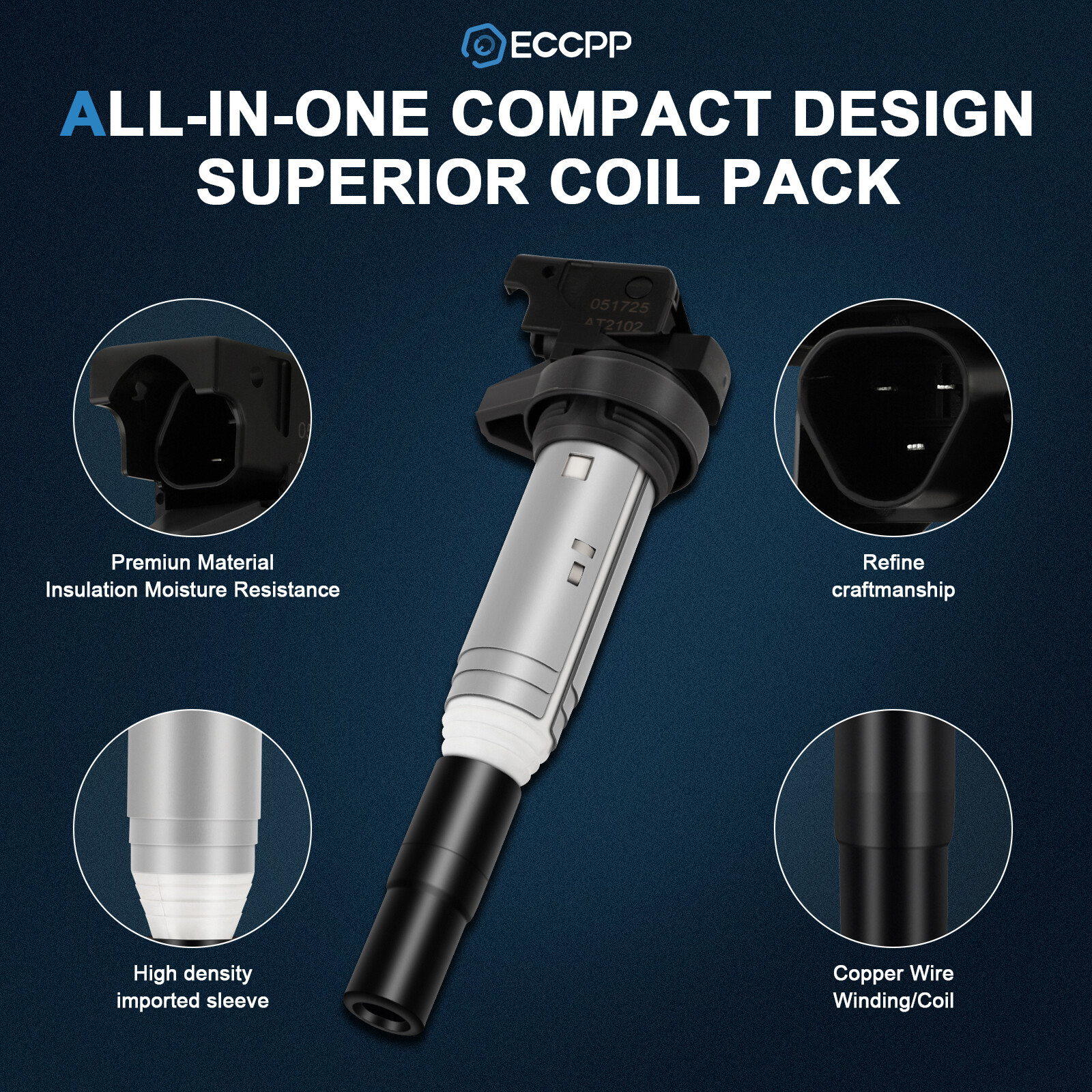 ECCPP 6 Ignition Coils For 07-13 BMW 328i 07-10 BMW 335i 08-13 BMW 128i L6 3.0L