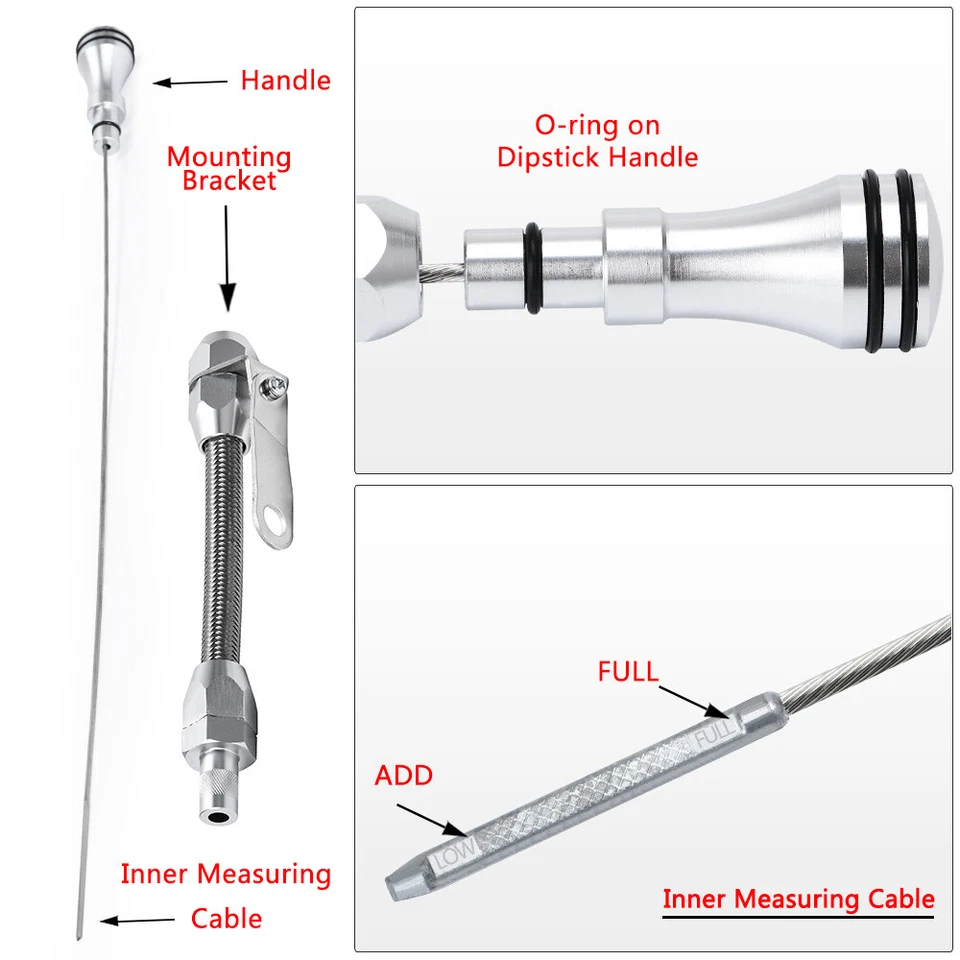 Varilla de medición de aceite flexible universal para Chevrolet SBC 265/283/327/350 1955-1979 Foto 4 de 4