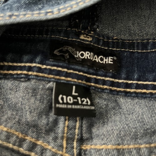 Jordache Denim Shortalls Lace Detail Embroidered Daisies Size L (10–12) - Picture 6 of 6