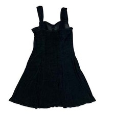 Vintage 90s Fit & Flare Stretchy Sweetheart Built in Bra Skater Dress Black 8 10