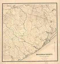 16" x 20" 1877 Map of Brazoria County. - Shows landownership. - LC Land owne