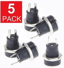 5-Pack 5.5mm x 2.1mm Power Supply Jack Socket Female Panel Mount Plug 3A 12V DC