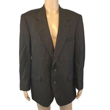 Vintage Porcelli Brown Wool Mens 42R Herringbone Suit Jacket Sport Coat Blazer