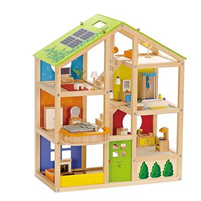 Hape Ganzjahreshaus Holz möbliertes Puppenhaus Spielset