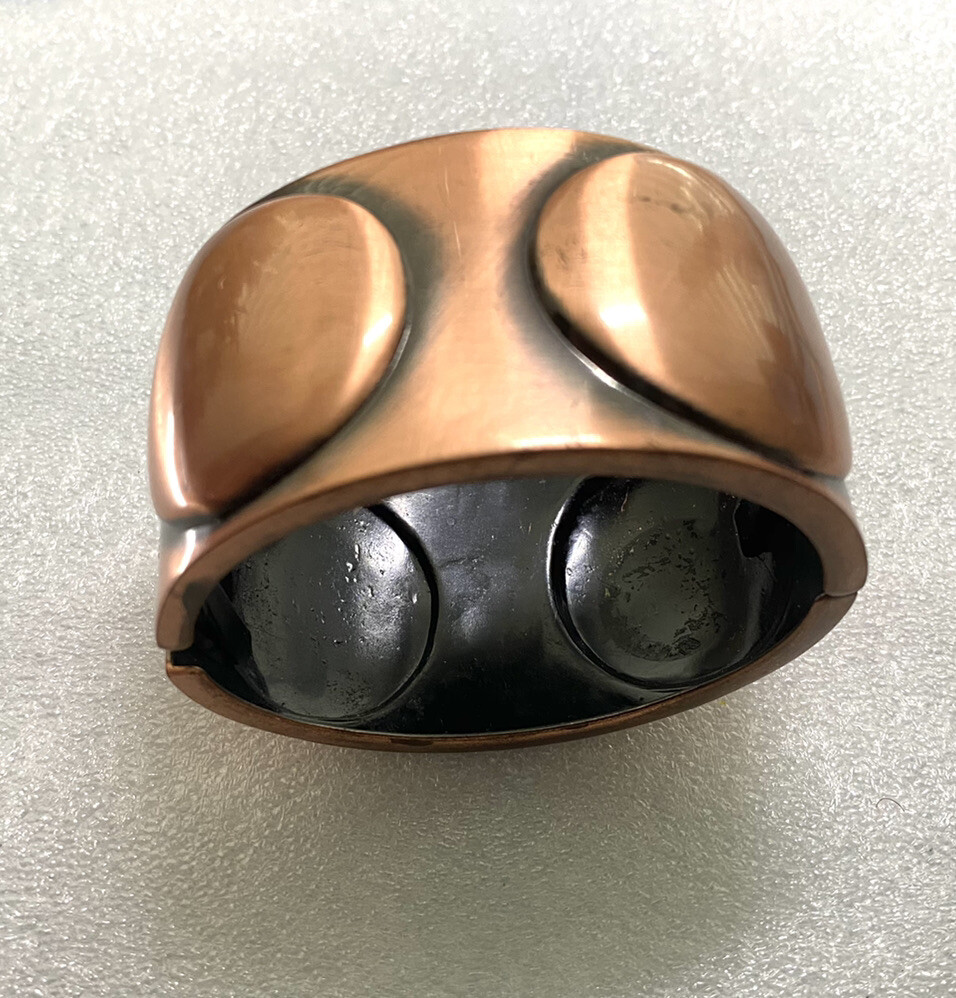 Statement Copper Toned Cuff Bracelet Distressed L… - image 5