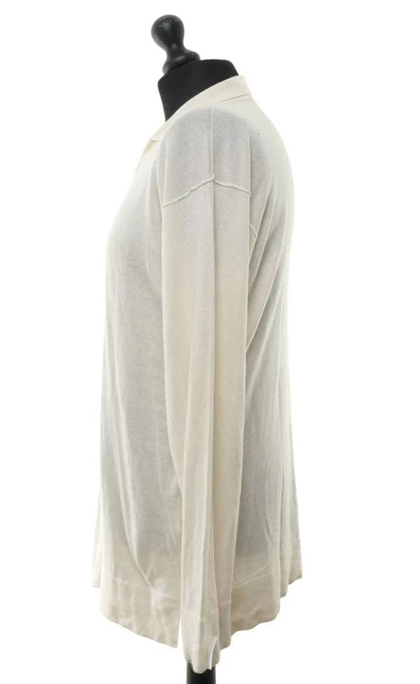 Herren Pullover Pulli 52 creme beige uni leicht Kragen Feinstrick mit Kamelhaar - Bild 4 von 4