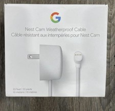 Google Nest Cam Weatherproof Power Cable, Battery White, Plus 33 Ft/10 M, BNIB