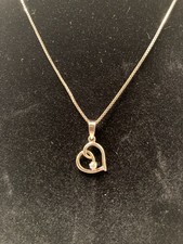 italy sterling 925 heart/small diamond necklace chain 18 1/2  