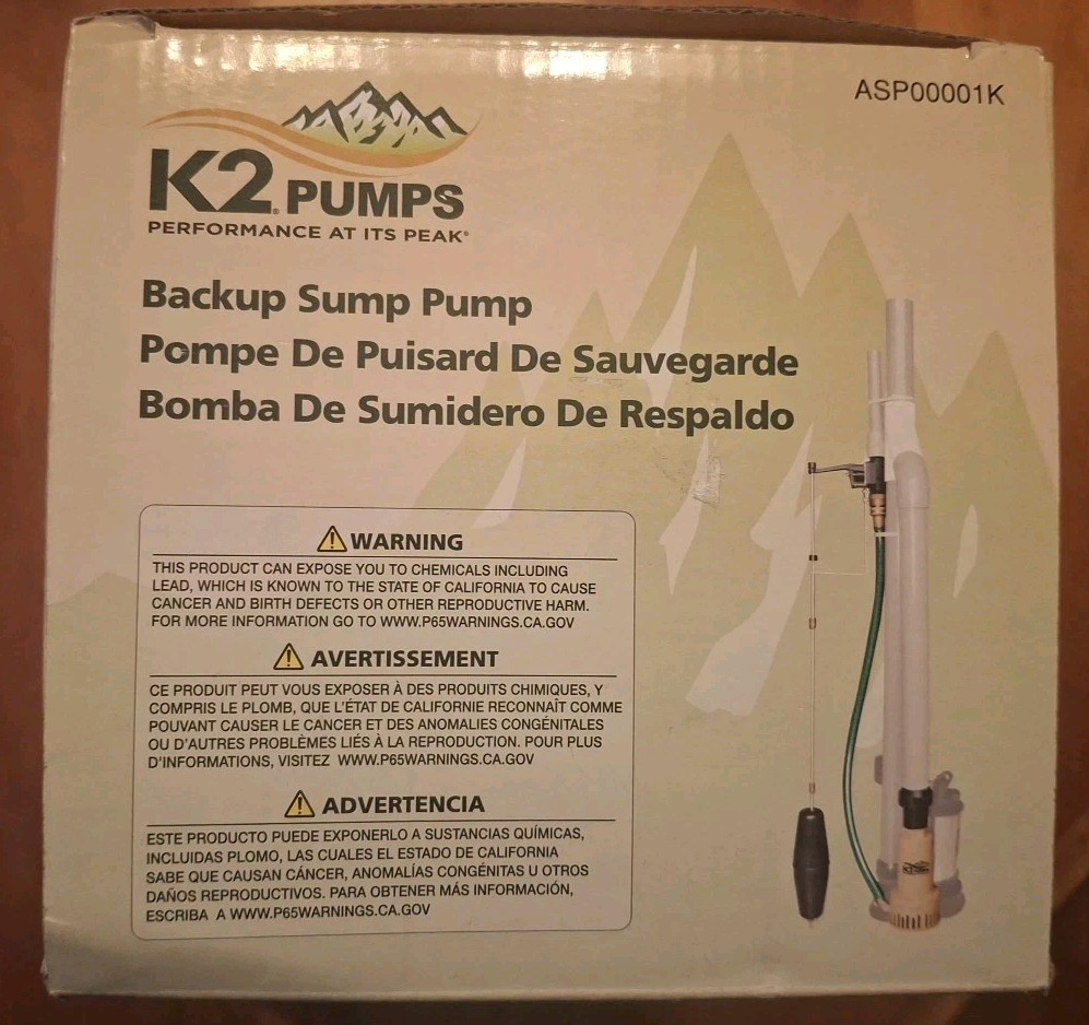 K2 ASP00001K Water Powered Backup Sump Pump