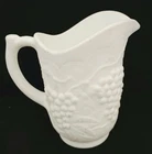 Vintage  White Milk Glass 8 inches Water Pitcher Paneled Grape