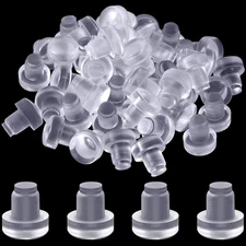 Jetec 50 Pcs Glass Table Top Bumpers with Stem Clear Rubber Grippers Soft Clear 