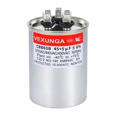 45/5uF AC Capacitor 45 5 uF MFD 370/440/450 VAC CBB65B Dual Run Start Capacit...