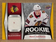 2018-19 Henri Jokiharju Upper Deck Rookie Materials Jersey Card #RM-HJ. rookie card picture