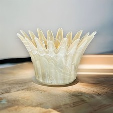 Murano Italy Finger Stretched Champagne  White Creamy Colored Slag Vase