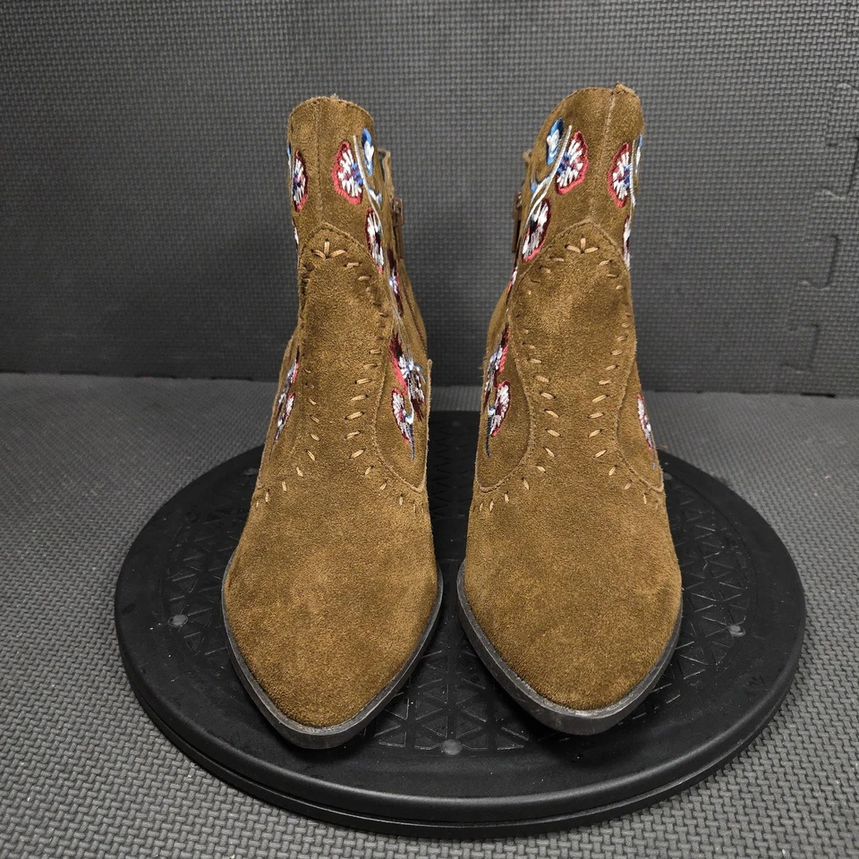 Carlos Santana Botas Mujer Talla 8 Marrón Gamuza Bordado Western Botines Foto 3 de 4