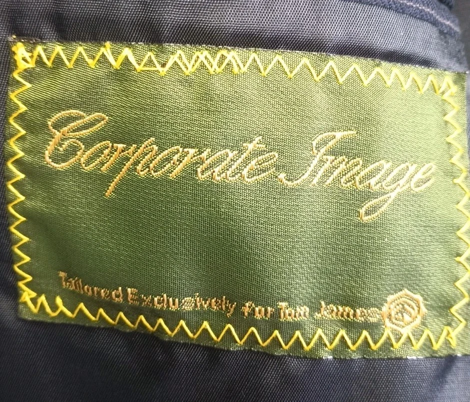 USA Tom James 41L navy blue pinstripe 100% wool buisness suit 36x31 Pants *Read* - Image 3 of 4