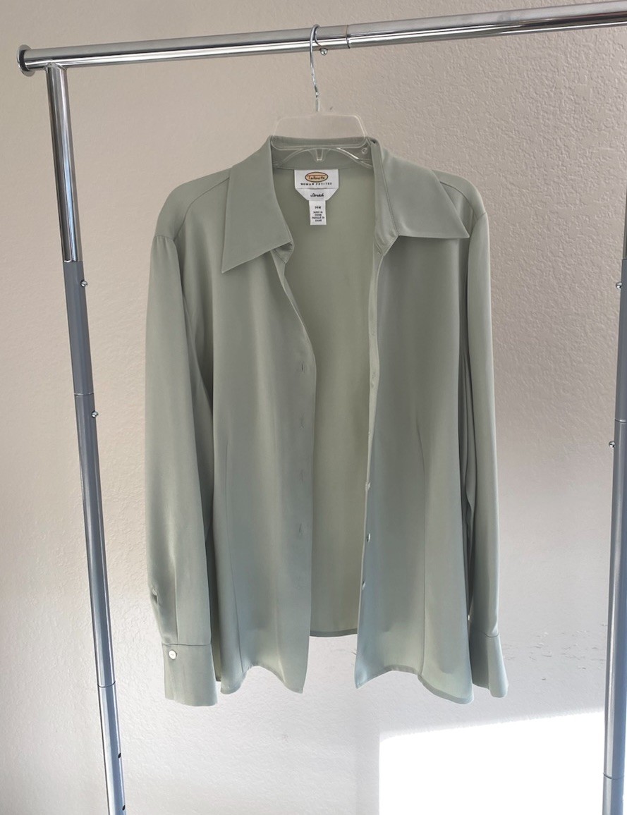 Vintage Talbots Stretch Silk Buttondown Top Women’s Size 14w