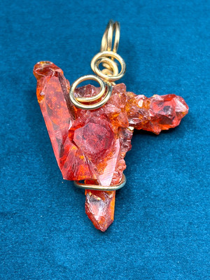 Orange Zincite 10k Yellow Gold Pendant UV Reactive Sacral Solar Plexus Chakras