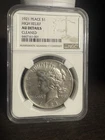 1921 $1 High Relief Peace Silver Dollar NGC AU Details - Cleaned