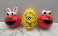 Set of 3 Sesame Street Elmo Bunny and Big Bird Reusable Refillable Plastic Eggs