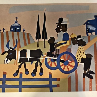 Vintage William H. Johnson Print Poster GOING TO CHURCH American Folk Art 1972