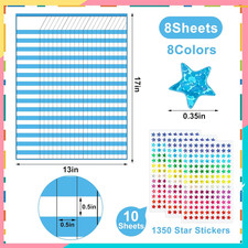 8 Pack Colorful Dry Erase Incentive Chart Multi-Color Classroom Laminated Dry
