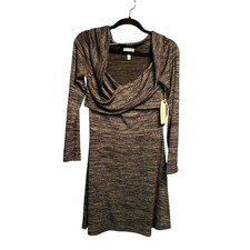NWT Leith Size Medium Knit Dress Long Sleeve Navy Heather Faux Wrap