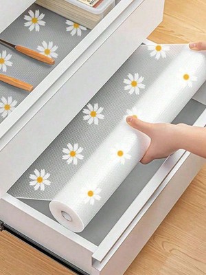Gänseblümchenmuster EVA Küche Regal Liner Wasserdicht Rutschfest Schrank Matte Rolle-UK