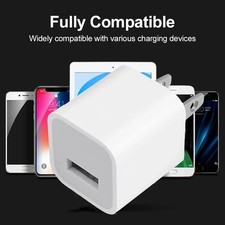 White 1A USB Power Adapter AC Home Wall Charger US Plug FOR iPhone 5 6 7 8 LOT