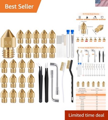 50-Piece 3D Printer Cleaning Kit: 23 MK8 Nozzles & 19 Tools for Peak Performance