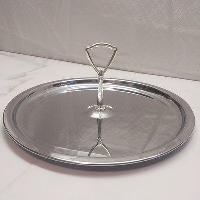 Kromex Center Handled Round Chrome Serving Tray