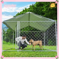 Pet Dog Run House Kennel Shade Cage Enclosure with Roof Playpen Metal Outdoor