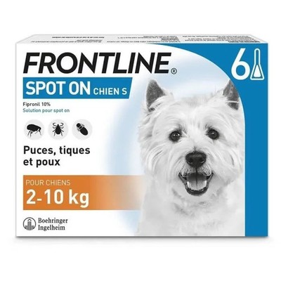 Frontline Spot On Chien S (2-10kg) - Anti Flöhe und Zecken und Läuse - 6 Pipe...