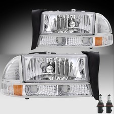 Chrome Headlights For 1997-2004 Dodge Dakota 1998-2003 Dodge Durango Lamps Lhrh